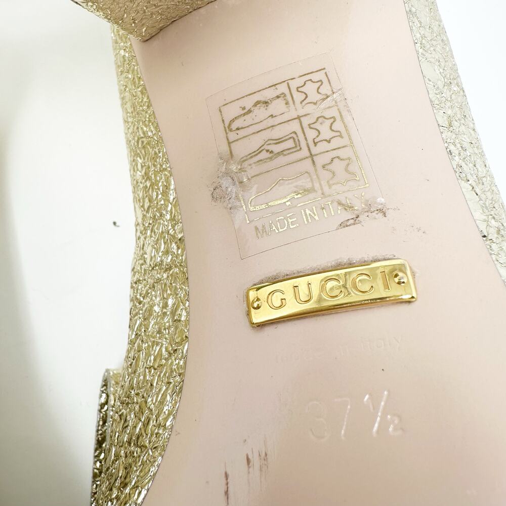 🆕 Gucci Galassia GG Platino Marmont Metallic Gold Block Loafers 37.5/7.5✨ - Picture 13 of 14